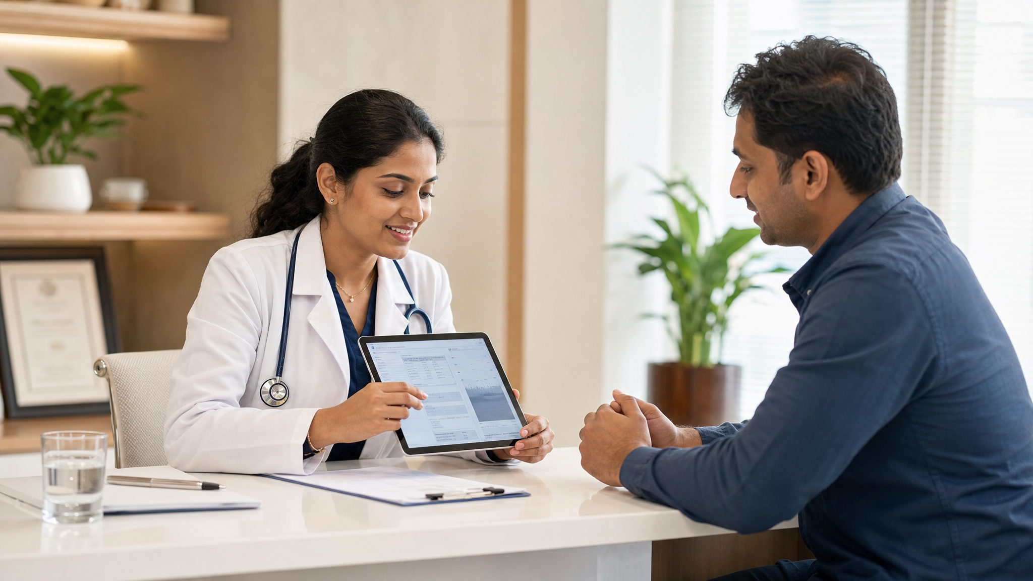 Doctor consulting with patient using NadiIQ health data